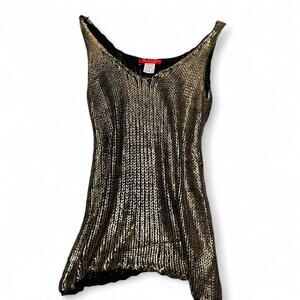 One Star Vintage Y2K 2000 Gold & Black Knitted One Size Fits A XS -M 100% Cotton